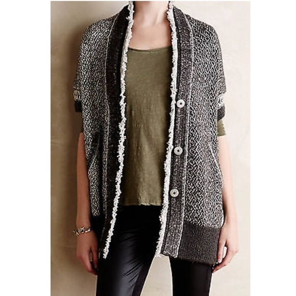 Anthropologie Angel of the North Knit Shrugged Dolman Fringe Boho Cardigan XS S - Picture 8 of 9
